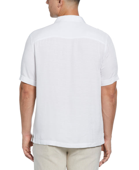Viscose Textured Cuban Collar Shirt (Brilliant White) 