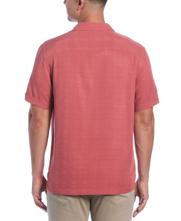 Viscose Textured Cuban Collar Shirt (Dusty Cedar) 