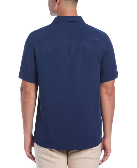 Viscose Textured Cuban Collar Shirt (Estate Blue) 