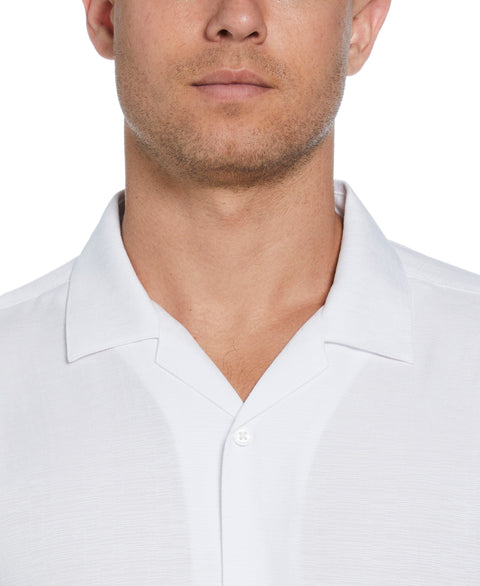 Viscose Textured Cuban Collar Shirt (Brilliant White) 