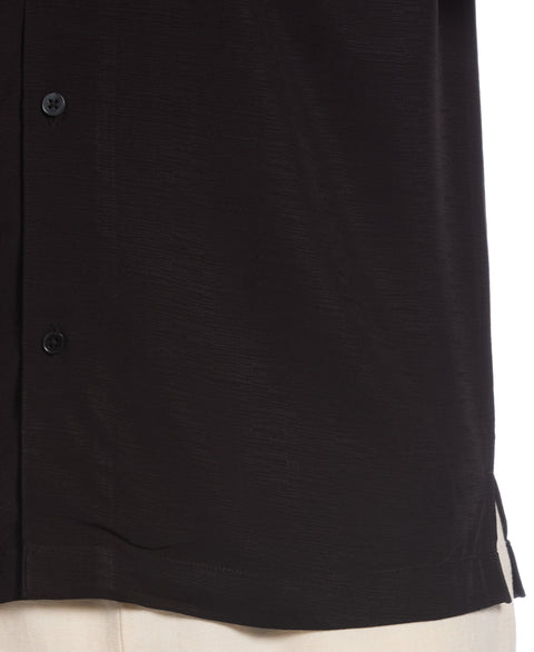 Viscose Textured Cuban Collar Shirt (Jet Black) 