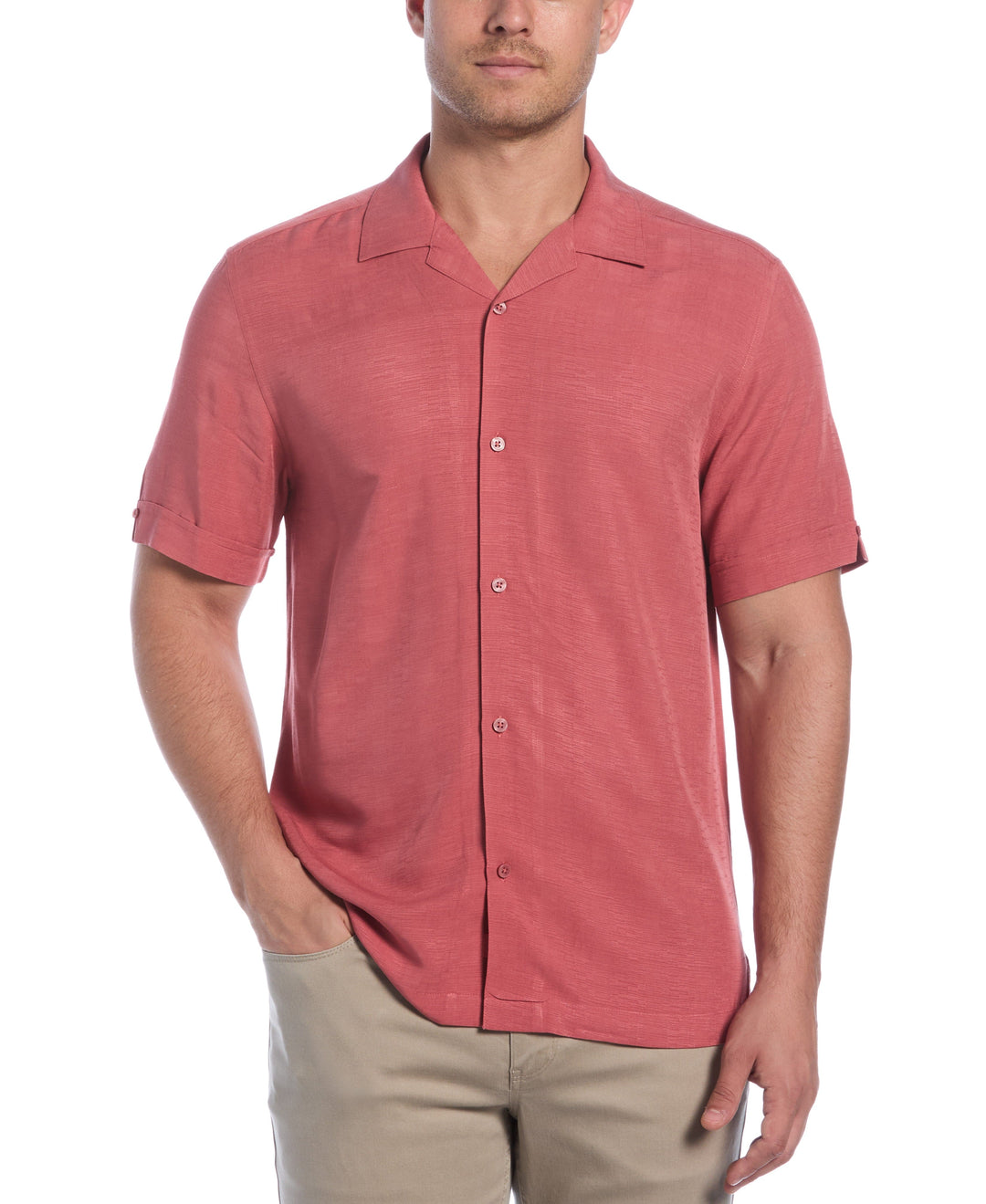 Viscose Textured Cuban Collar Shirt (Dusty Cedar) 