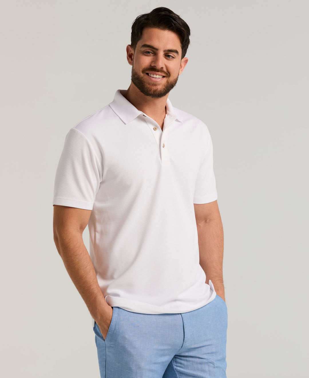 Wicking Ottoman Golf Polo Shirt (Bright White) 