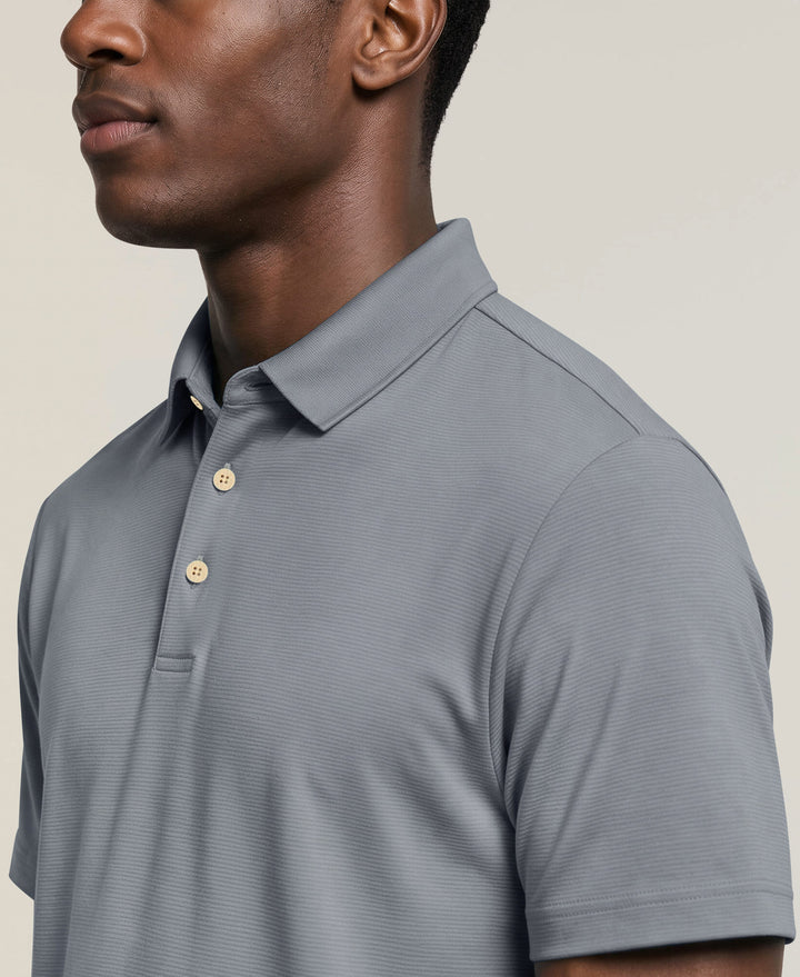 Solid Textured Polo (Dusty Blue) 