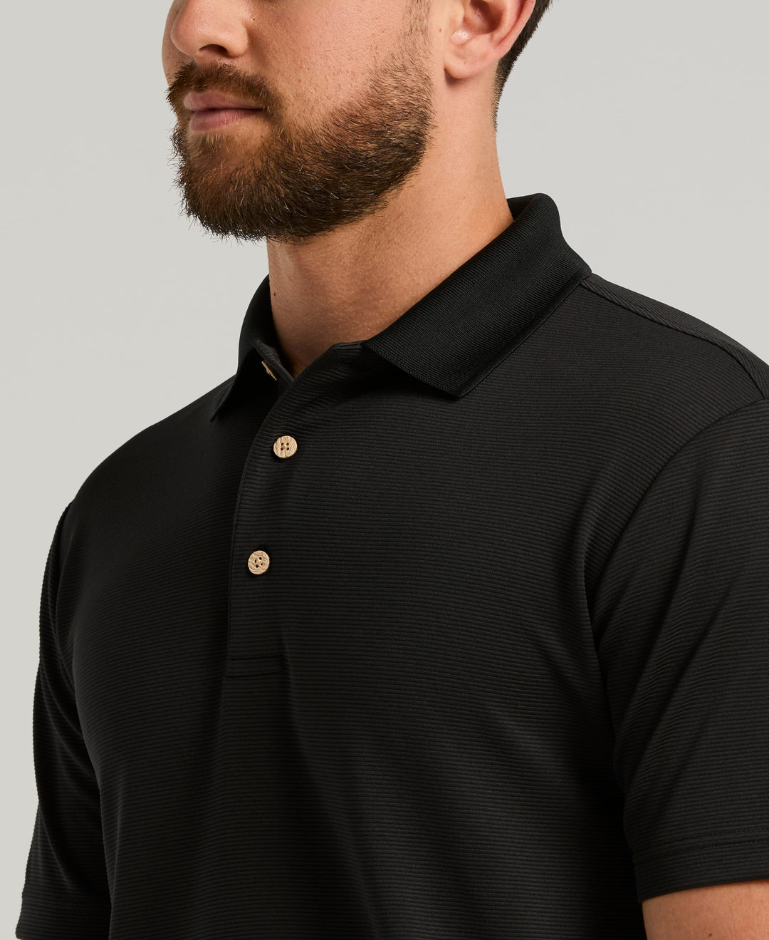 Wicking Ottoman Golf Polo Shirt (Jet Black) 