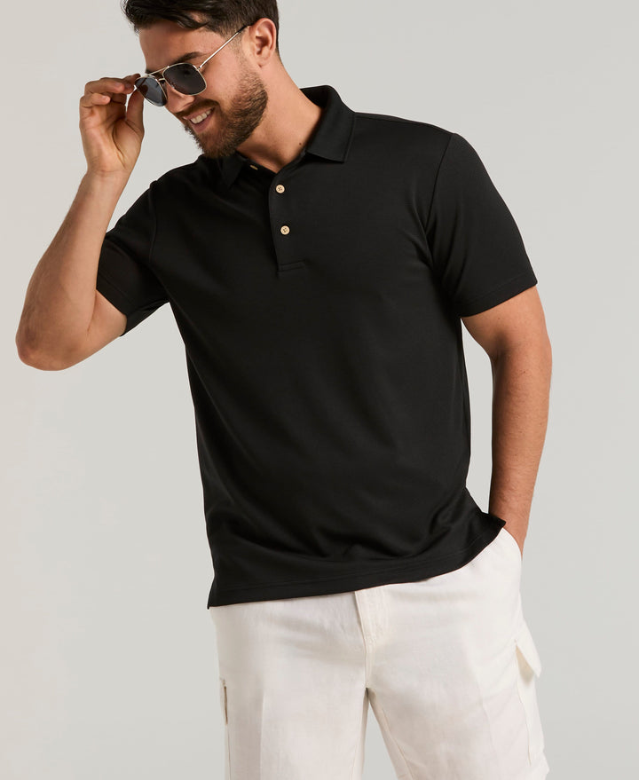 Wicking Ottoman Golf Polo Shirt (Jet Black) 