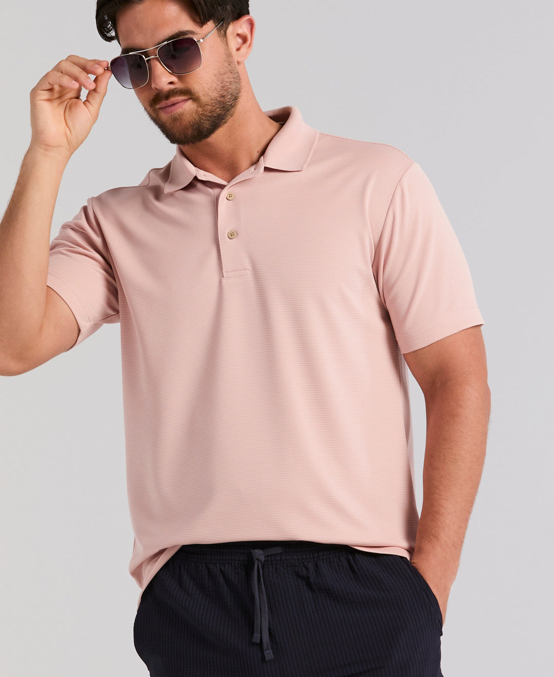Wicking Ottoman Golf Polo Shirt (Rose Smoke) 