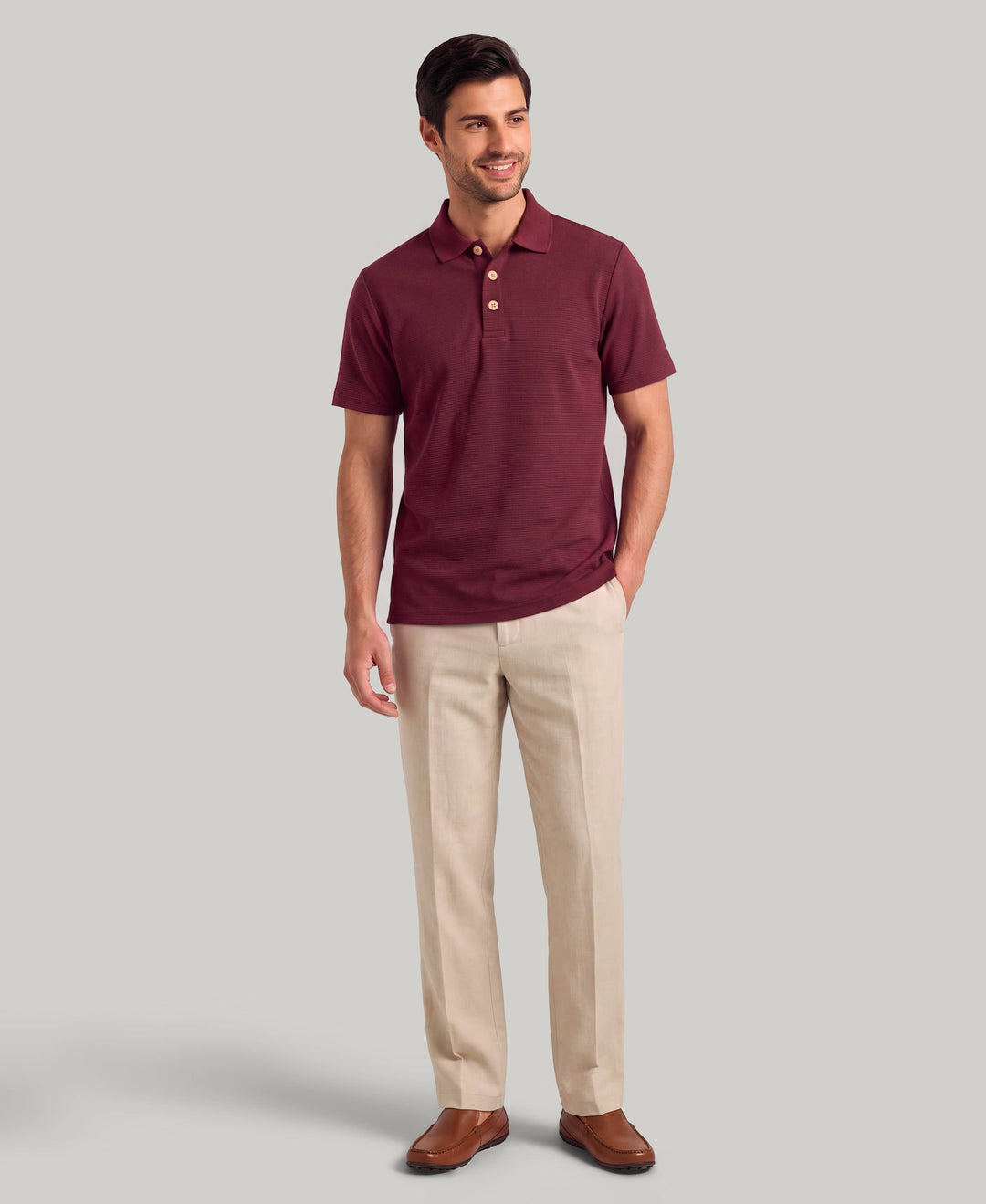 Wicking Ottoman Golf Polo Shirt (Tawny Port) 