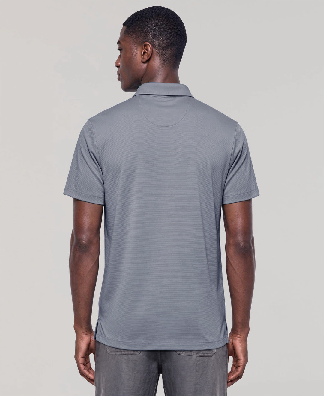 Solid Textured Polo (Dusty Blue) 