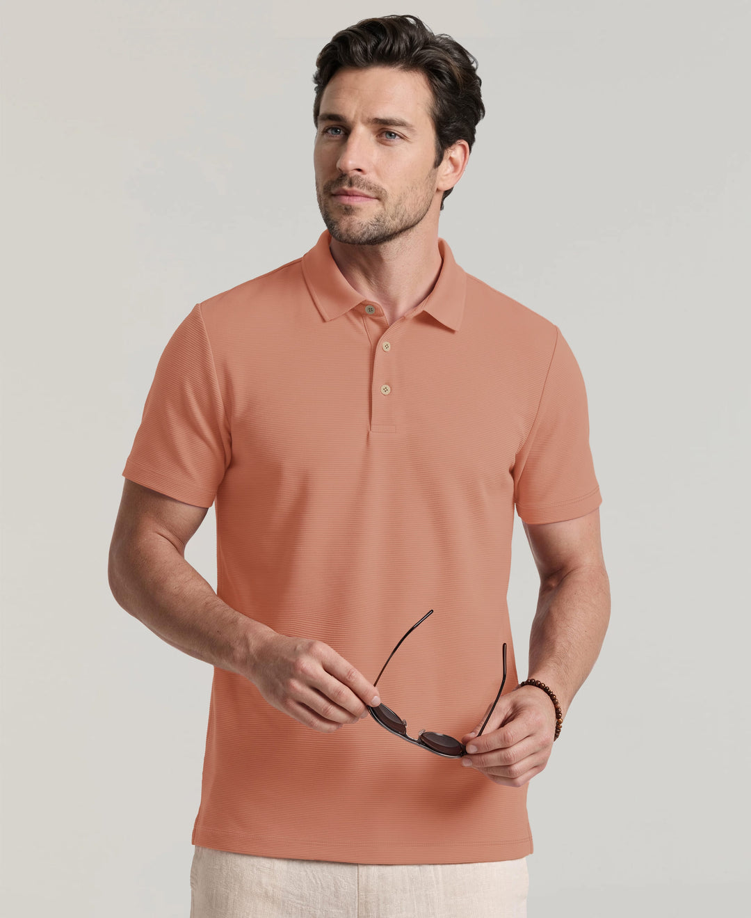 Solid Textured Polo (Rose Dawn) 