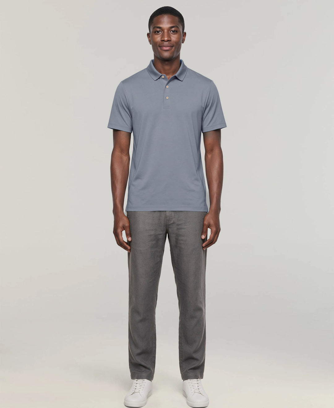 Solid Textured Polo (Dusty Blue) 