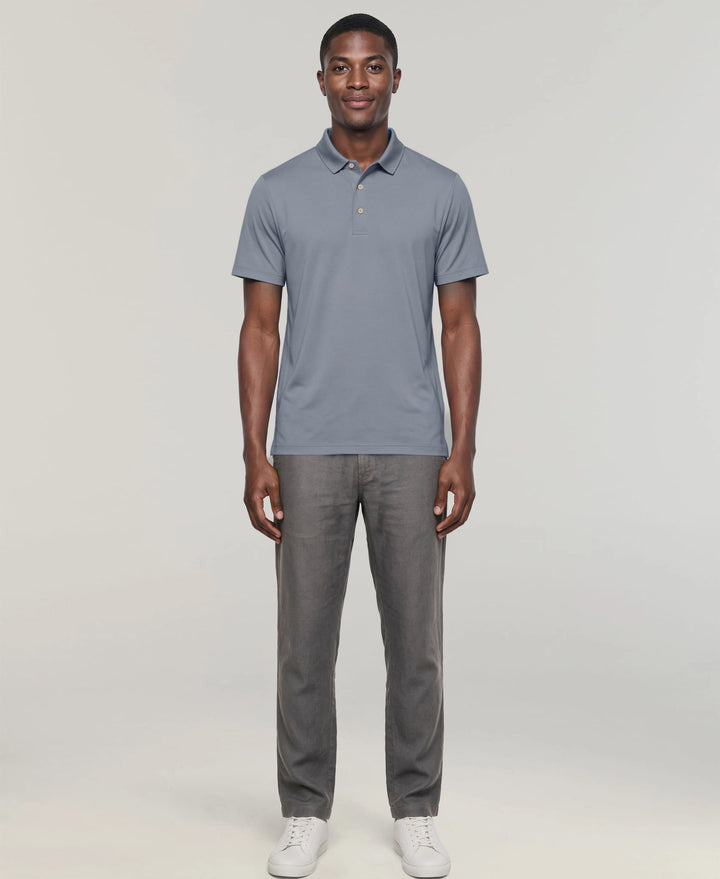 Solid Textured Polo (Dusty Blue) 