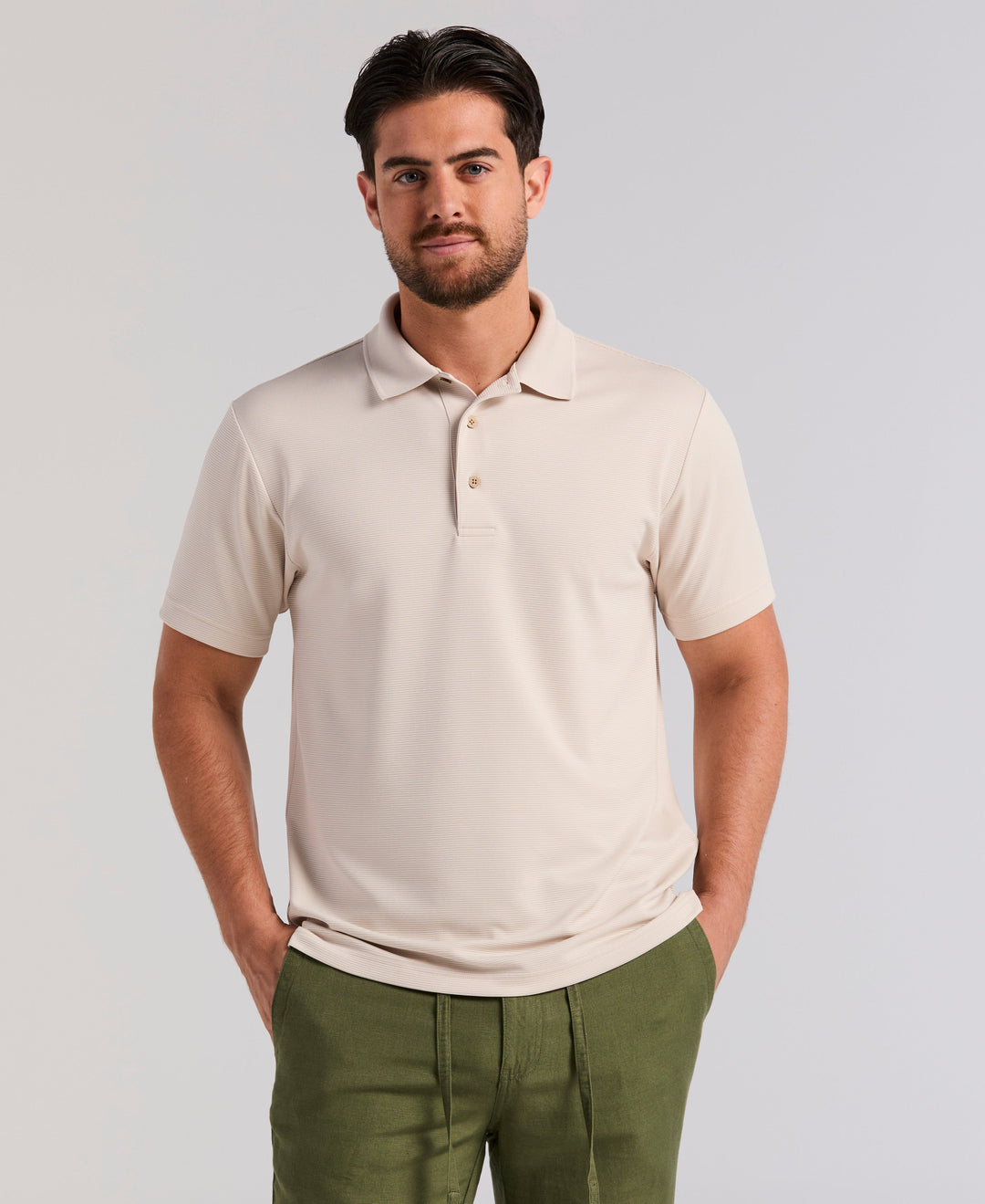 Wicking Ottoman Golf Polo Shirt (Moonbeam) 