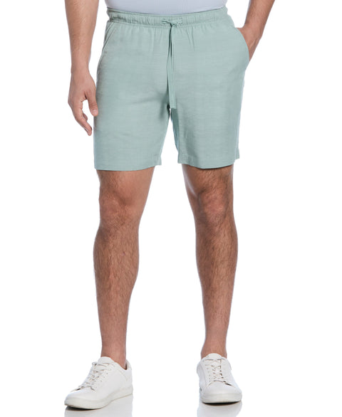 Solid Textured Pull On Drawstring Shorts (Blue Surf) 