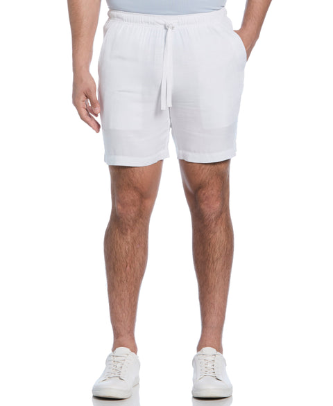 Solid Textured Pull On Drawstring Shorts (Brilliant White) 