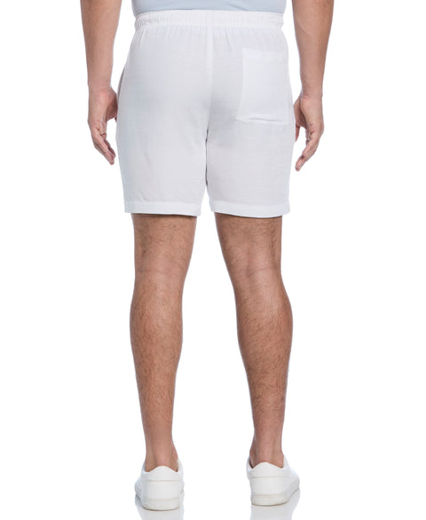 Solid Textured Pull On Drawstring Shorts (Brilliant White) 