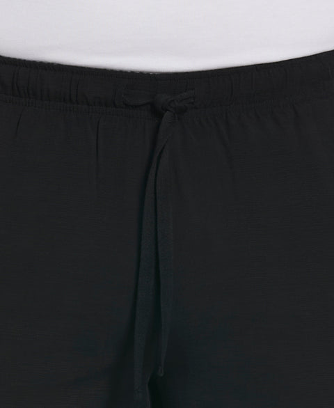 Solid Textured Pull On Drawstring Shorts (Jet Black) 