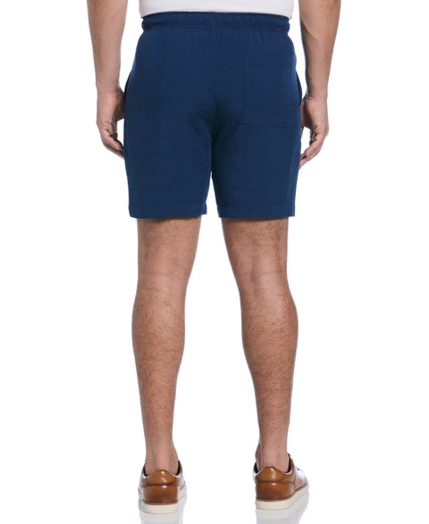 Solid Textured Pull On Drawstring Shorts (Estate Blue) 