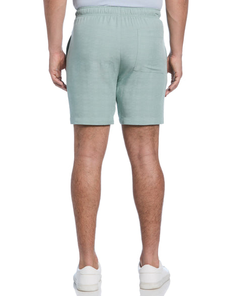 Solid Textured Pull On Drawstring Shorts (Blue Surf) 