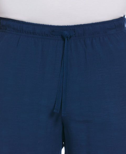 Solid Textured Pull On Drawstring Shorts (Estate Blue) 