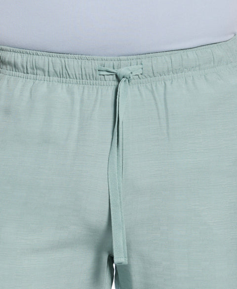 Solid Textured Pull On Drawstring Shorts (Blue Surf) 