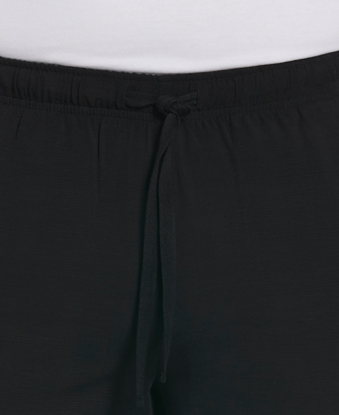 Solid Textured Pull On Drawstring Shorts (Jet Black) 