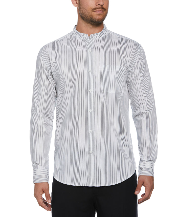 Stripe Banded Collar Shirt (Brilliant White) 