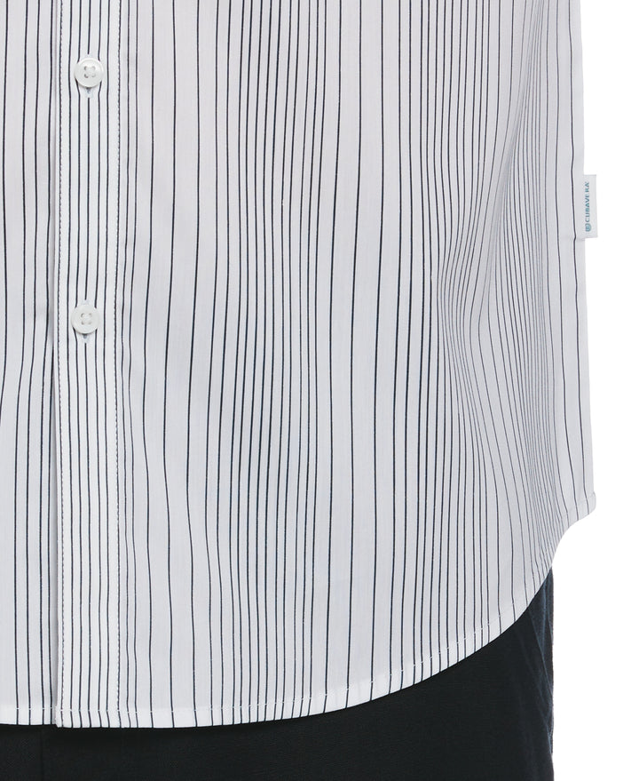 Stripe Banded Collar Shirt (Brilliant White) 
