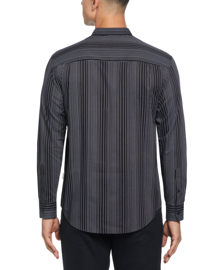 Stripe Banded Collar Shirt (Moonless Night) 