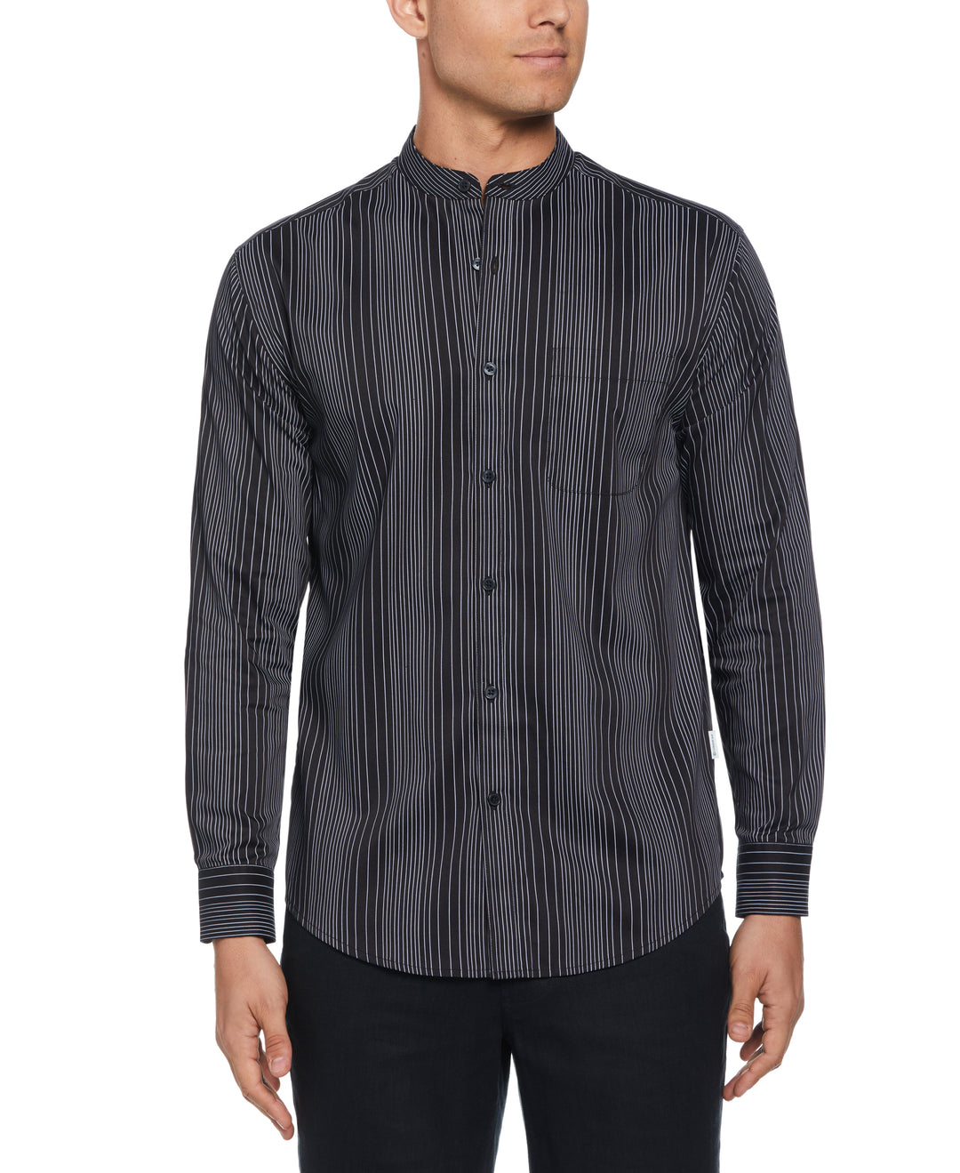 Stripe Banded Collar Shirt (Moonless Night) 