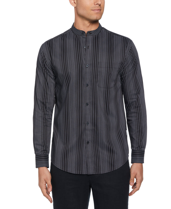 Stripe Banded Collar Shirt (Moonless Night) 