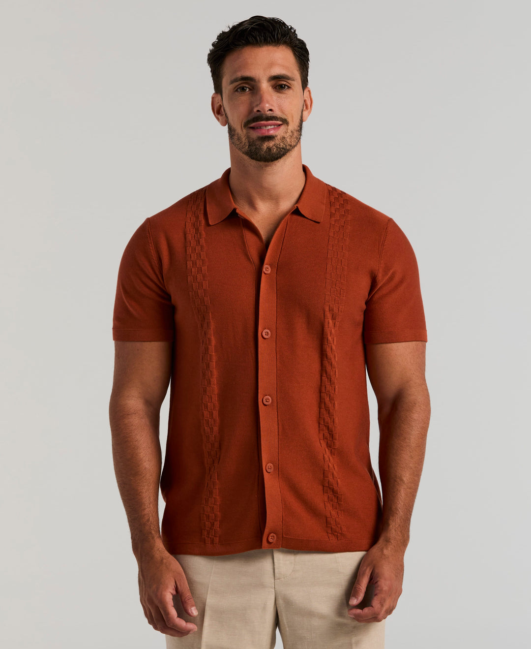 Stripe Coatfront Sweater Shirt (Arabian Spice) 