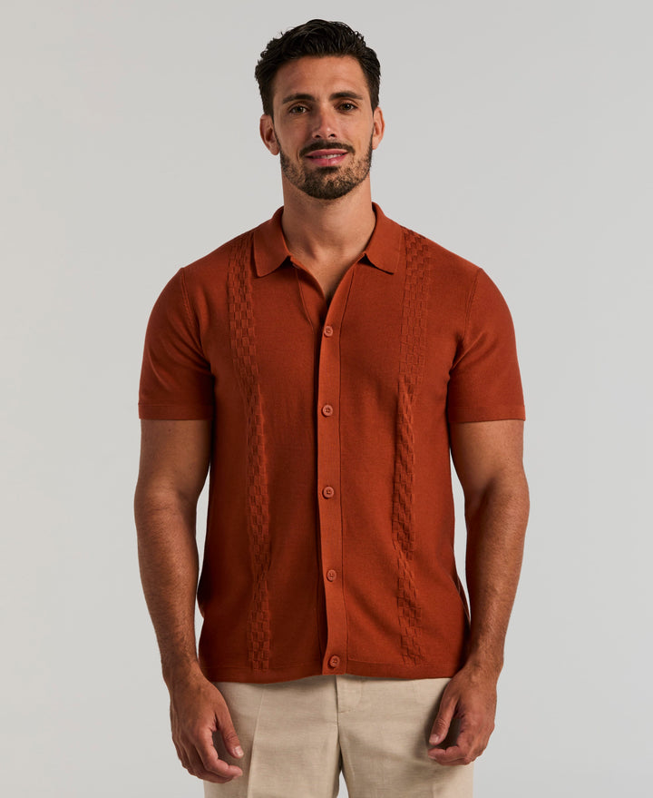 Stripe Coatfront Sweater Shirt (Arabian Spice) 