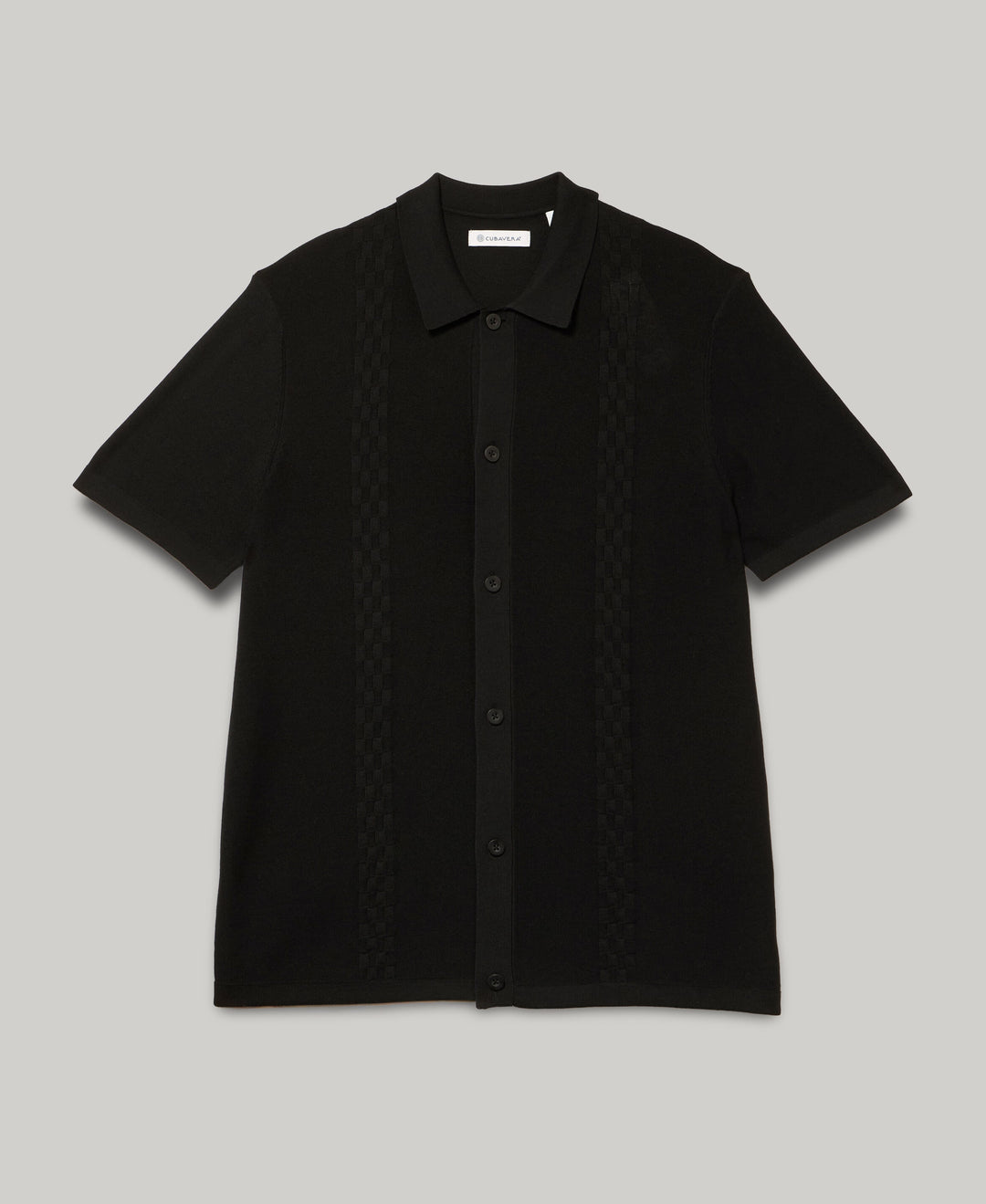 Stripe Coatfront Sweater Shirt (Jet Black) 