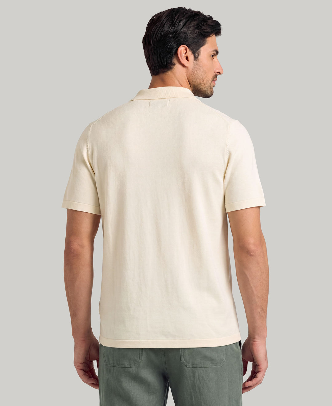 Stripe Coatfront Sweater Shirt (Egret) 