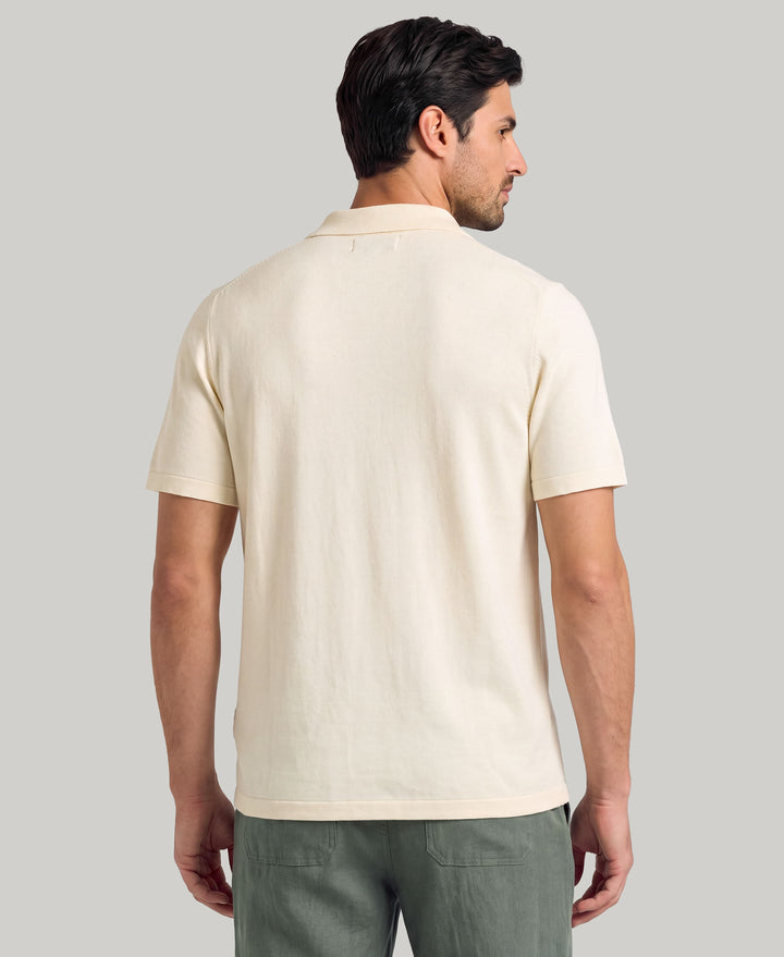 Stripe Coatfront Sweater Shirt (Egret) 