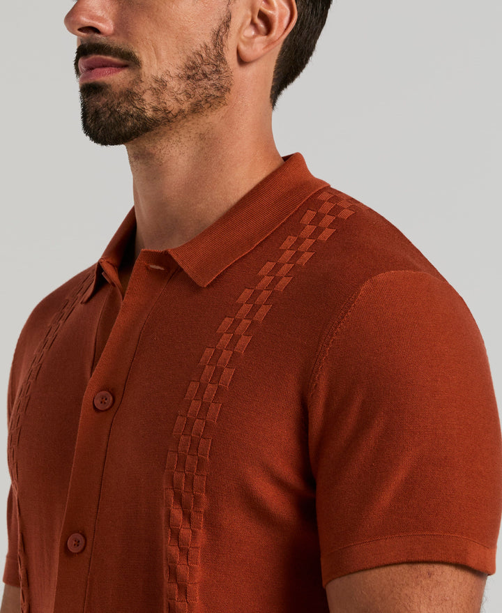 Stripe Coatfront Sweater Shirt (Arabian Spice) 