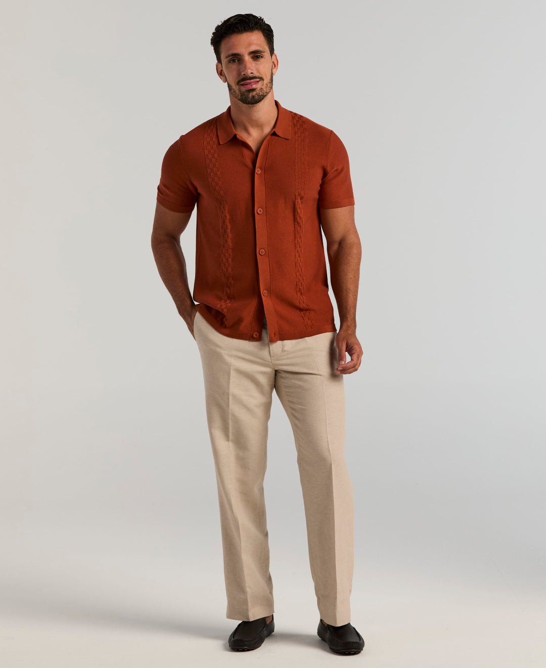 Stripe Coatfront Sweater Shirt (Arabian Spice) 