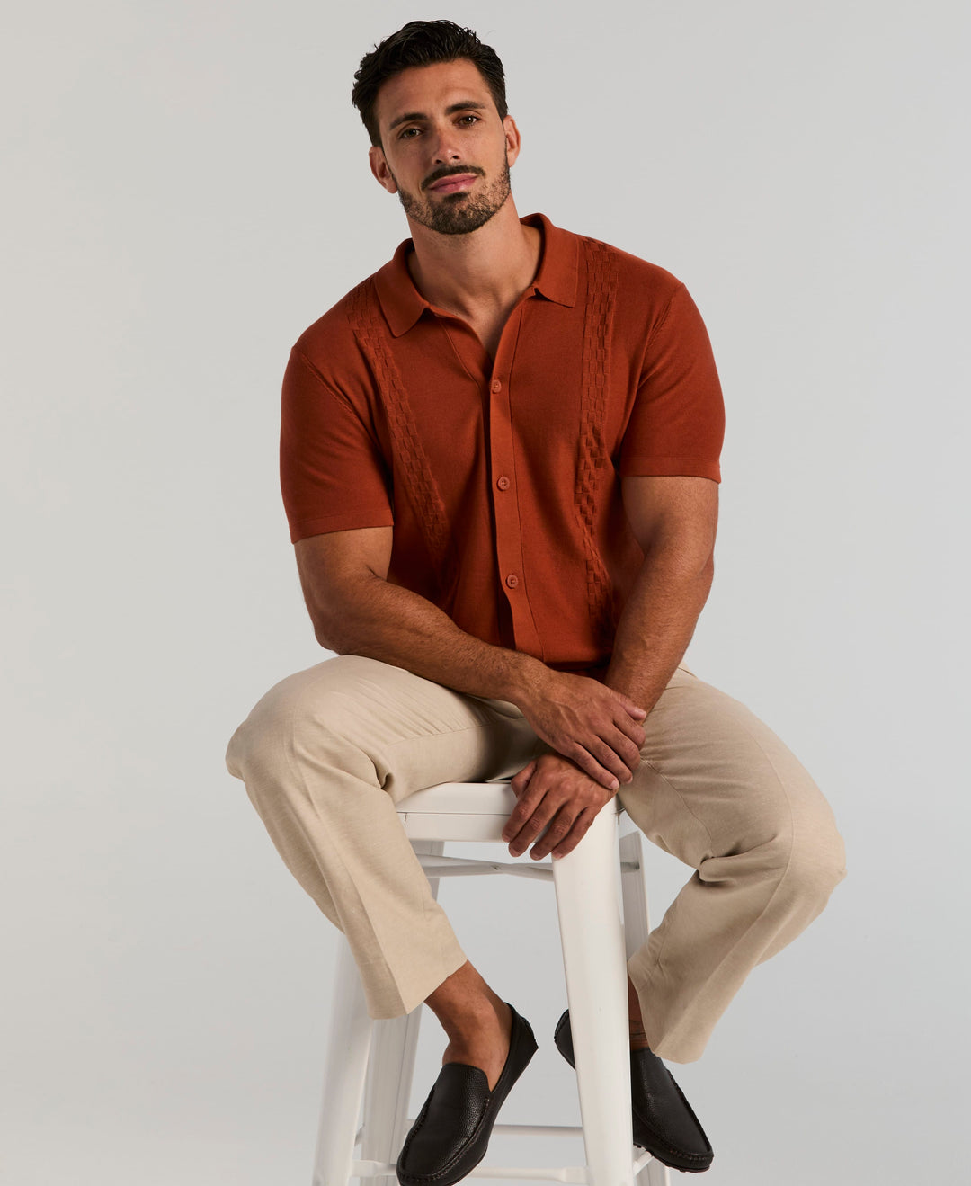 Stripe Coatfront Sweater Shirt (Arabian Spice) 