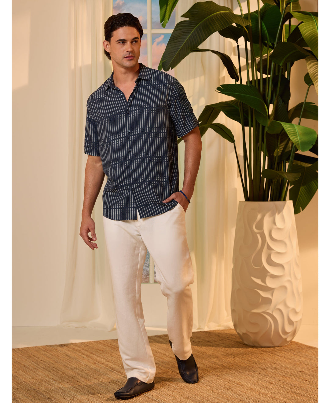 Stripe Print Shirt-Casual Shirts-Cubavera