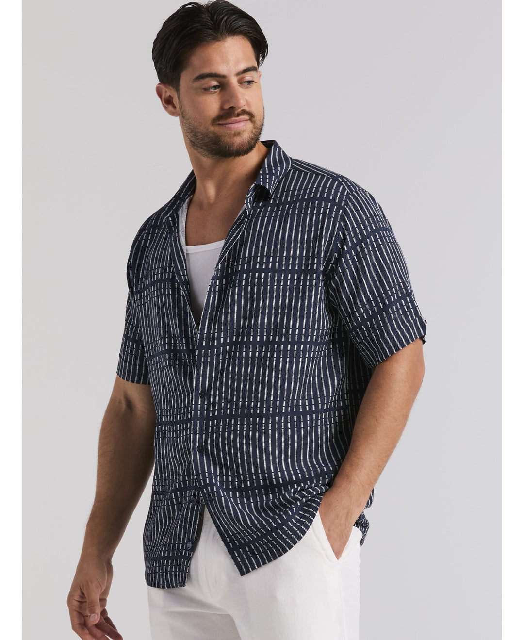 Stripe Print Shirt-Casual Shirts-Cubavera