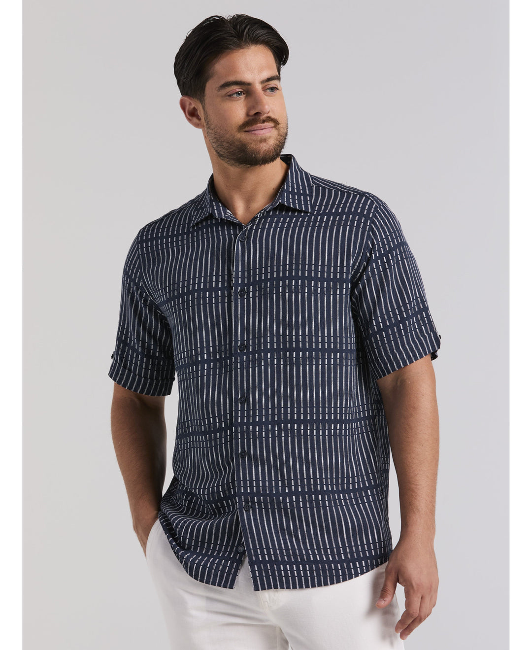 Stripe Print Shirt-Casual Shirts-Cubavera
