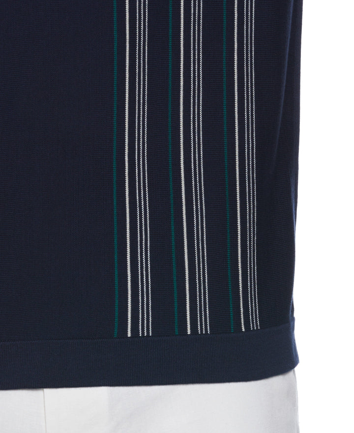Striped Johnny Collar Polo Sweater (Naval Academy) 