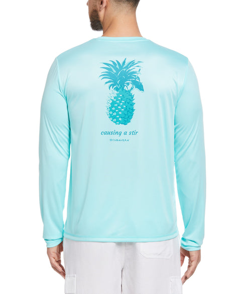 Sun Protection Pineapple Print Stretch Shirt (Aruba Blue) 