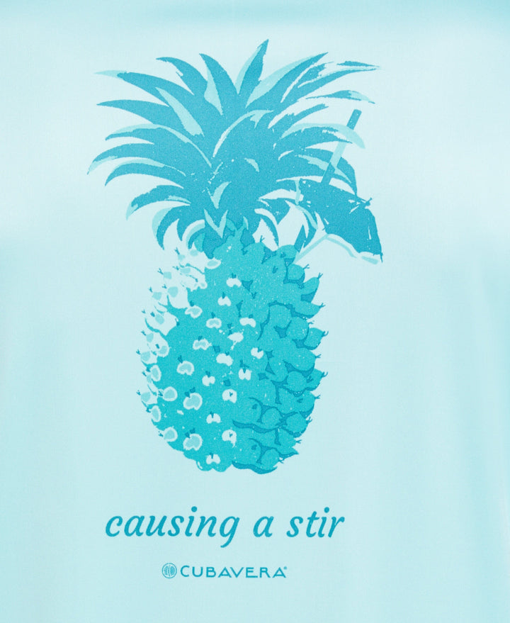 Sun Protection Pineapple Print Stretch Shirt (Aruba Blue) 