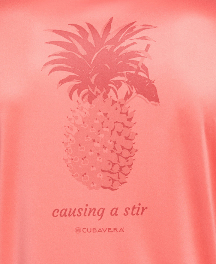 Sun Protection Pineapple Print Stretch Shirt (Sun Kissed Coral) 
