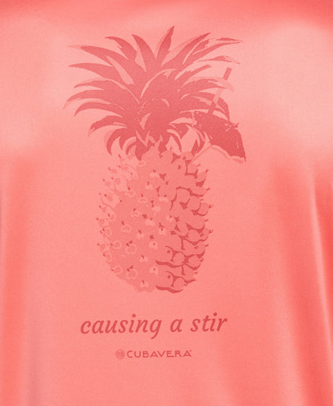Sun Protection Pineapple Print Stretch Shirt (Sun Kissed Coral) 