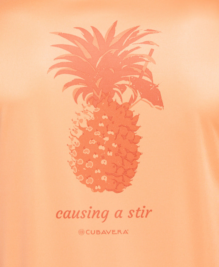 Sun Protection Pineapple Print Stretch Shirt (Cadmium Orange) 