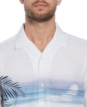 Sunset Chest Print Cuban Collar Shirt (Brilliant White) 