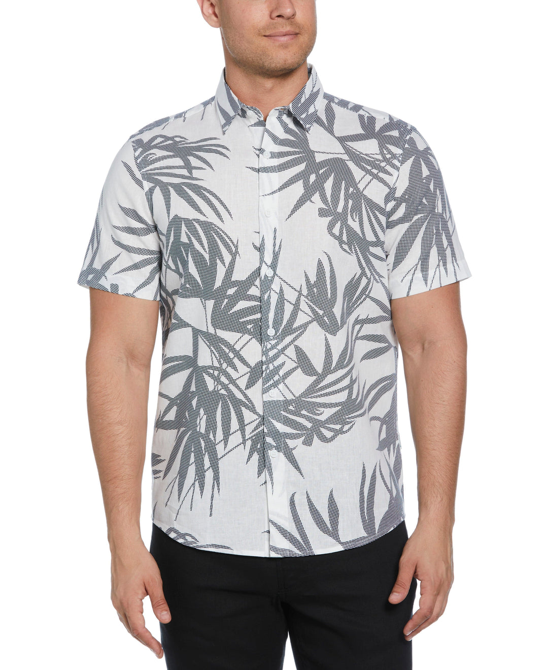 Textured Fern Print Shirt (Brilliant White) 